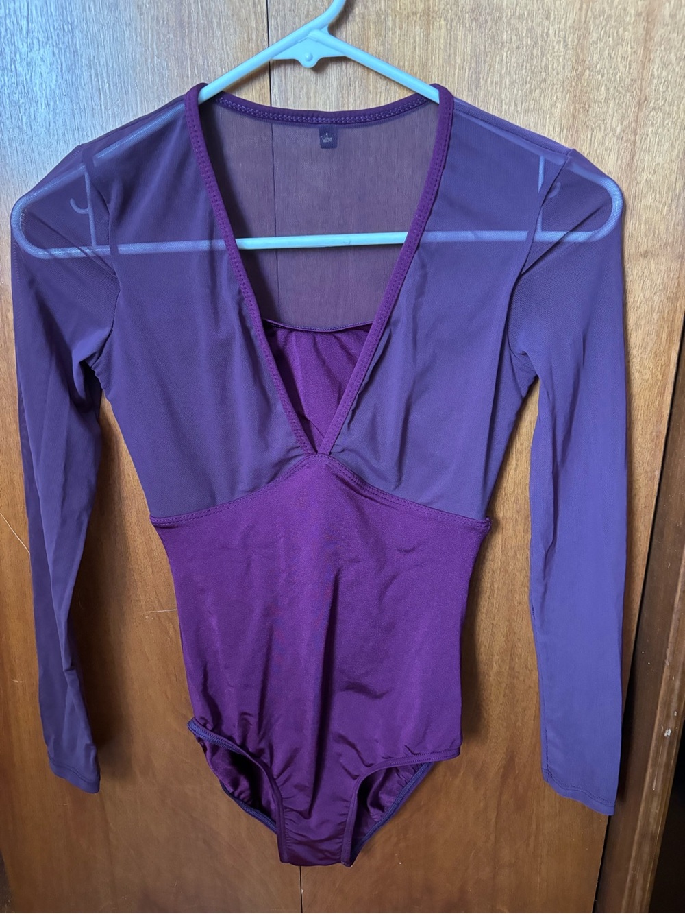 Women’s Long Sleeve Mesh Leotard in Purple